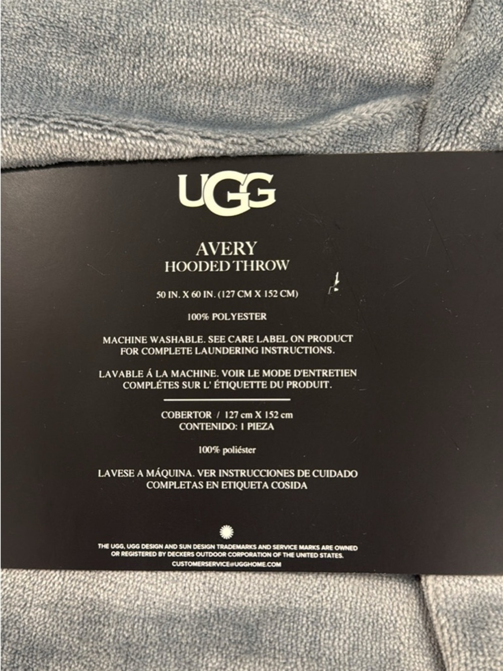 UGG Avery Hooded Throw - Light Blue with White Sherpa - Picture 3 of 3